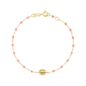 Gigi Clozeau - Bracelet enfant fuchsia Madone or jaune, 15 cm