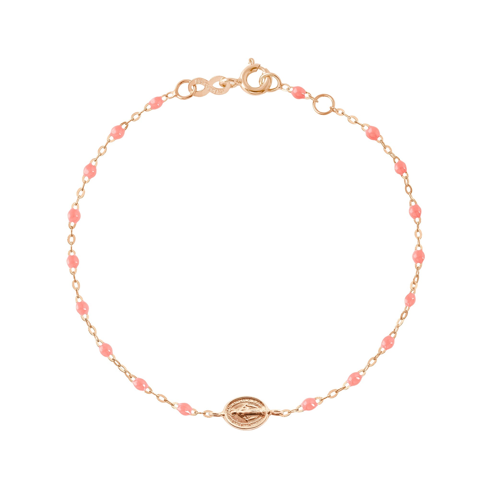 Gigi Clozeau - Bracelet enfant fuchsia Madone or rose, 15 cm