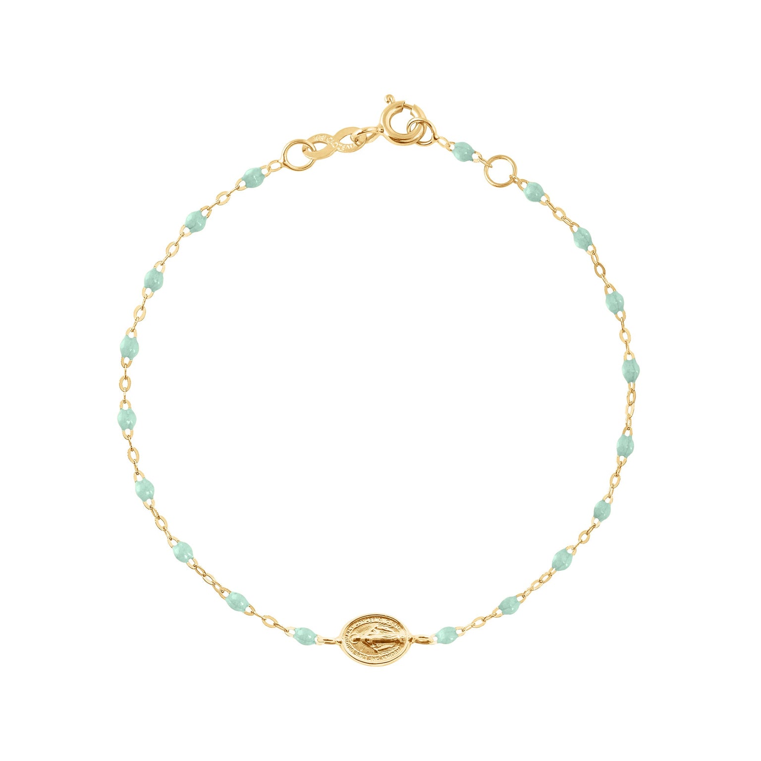 Gigi Clozeau - Bracelet enfant jade Madone or jaune, 15 cm