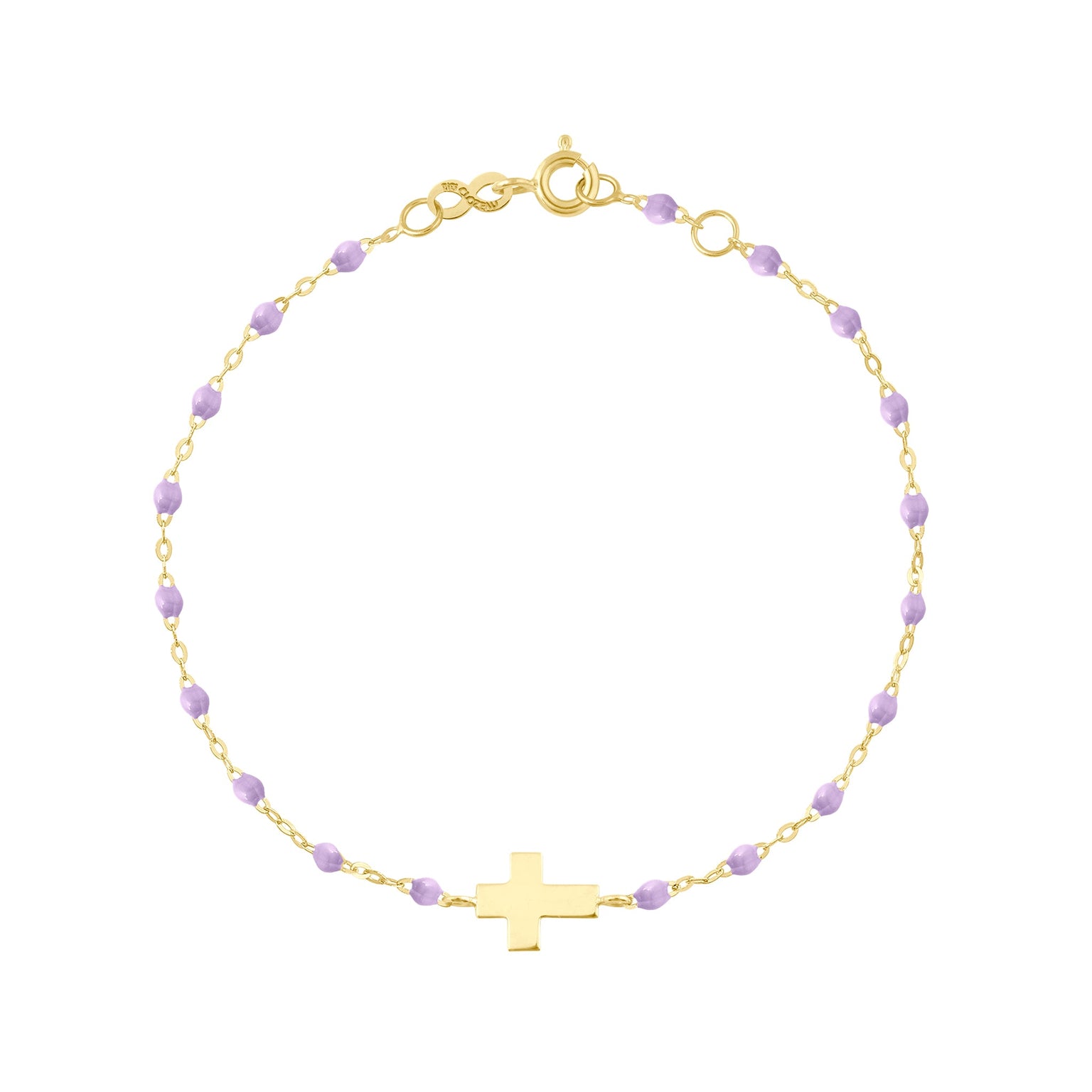 Gigi Clozeau - Bracelet enfant parme Croix, or jaune, 15 cm