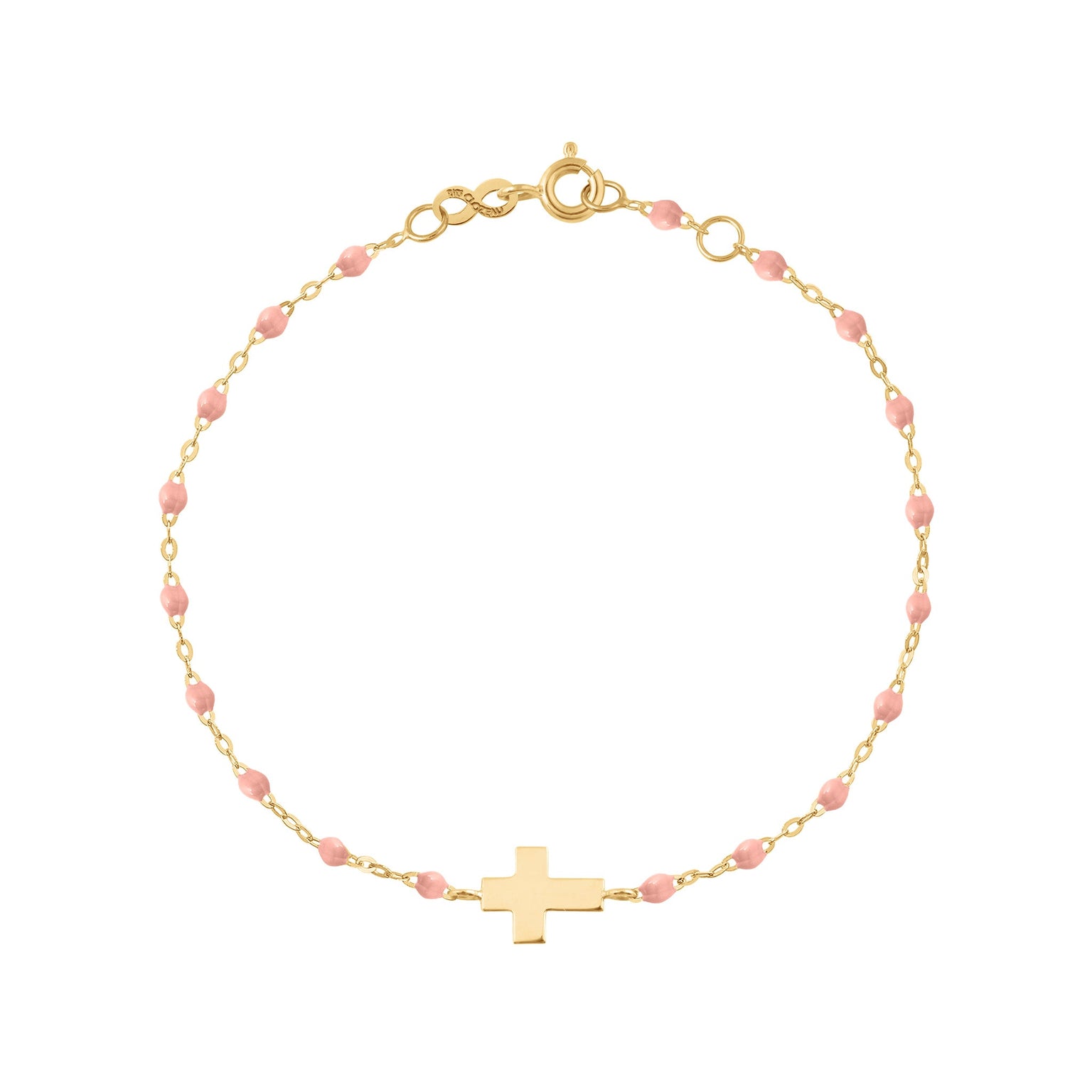 Gigi Clozeau - Bracelet enfant rose bébé Croix, or jaune, 15 cm