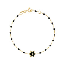Gigi Clozeau - Bracelet Etoile Star résine noire, diamant, or jaune, 17 cm