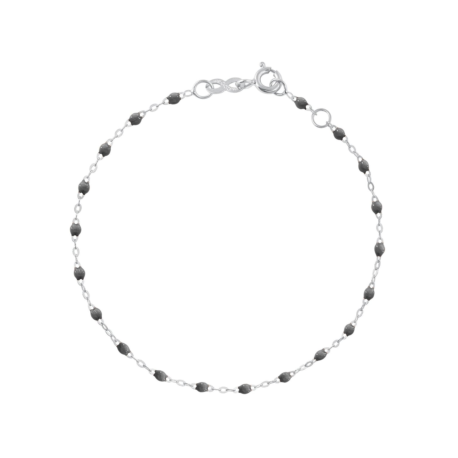 Gigi Clozeau - Bracelet gris foncé Classique Gigi, or blanc, 15 cm