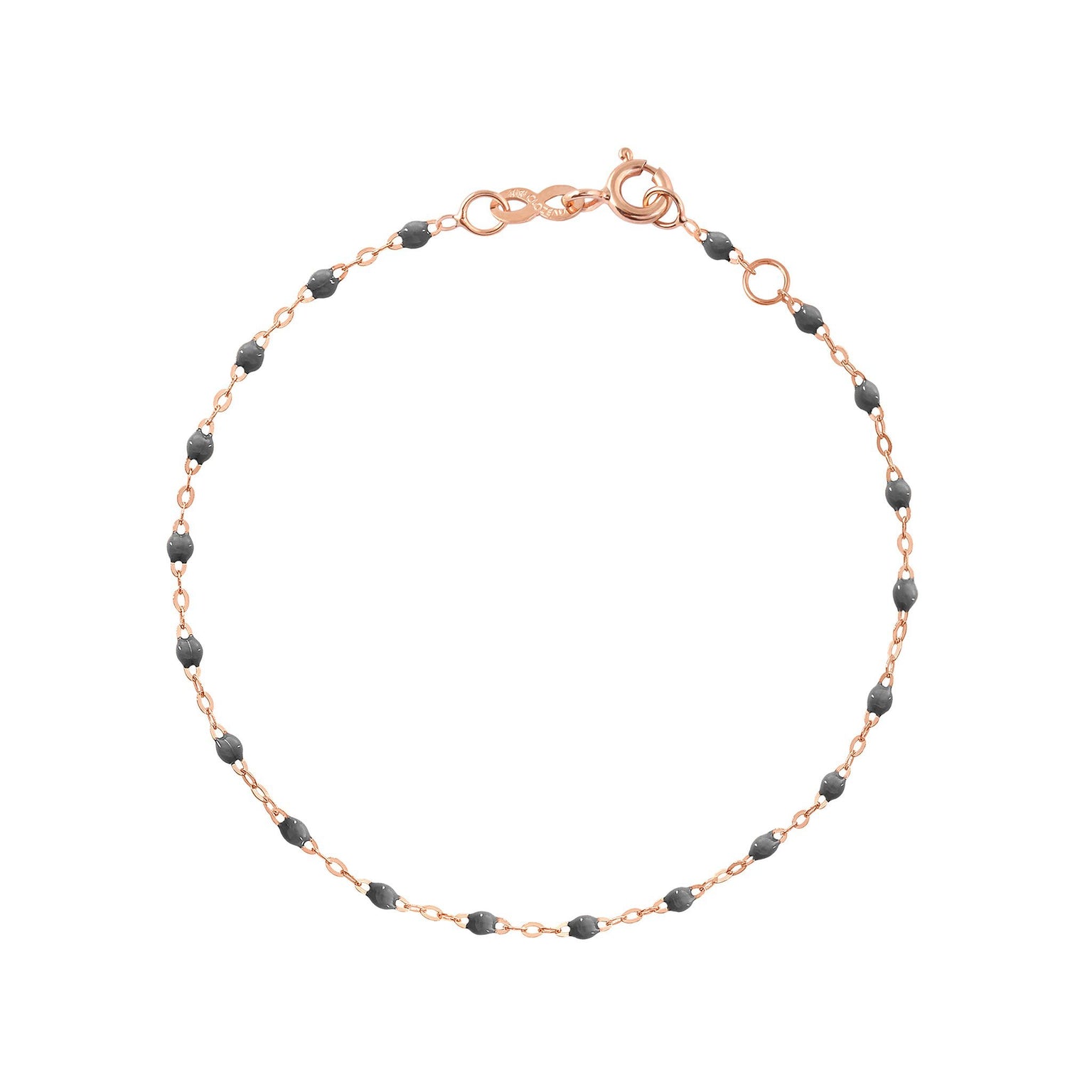 Gigi Clozeau - Bracelet gris foncé Classique Gigi, or rose, 15 cm