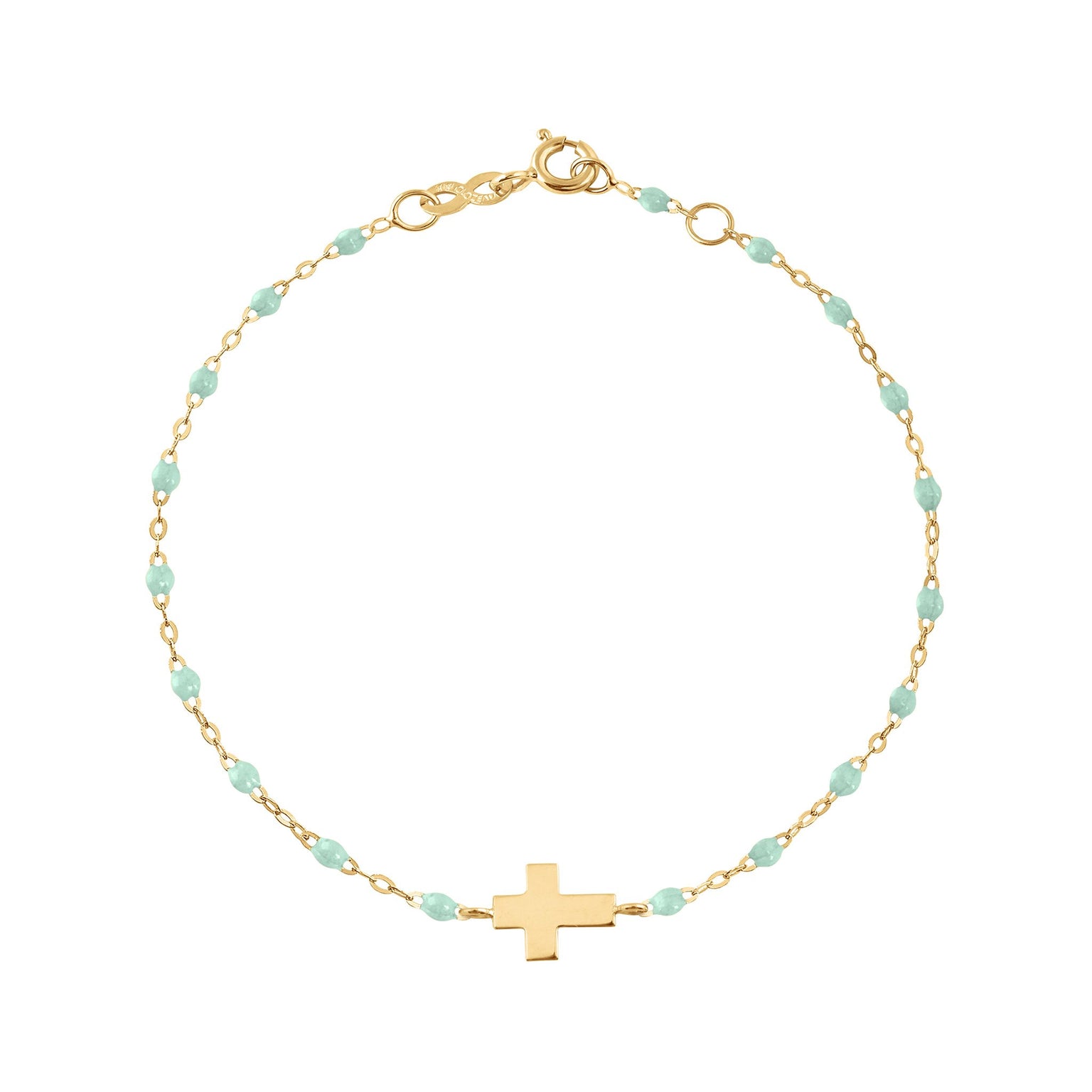 Gigi Clozeau - Bracelet jade Croix, or jaune, 17cm