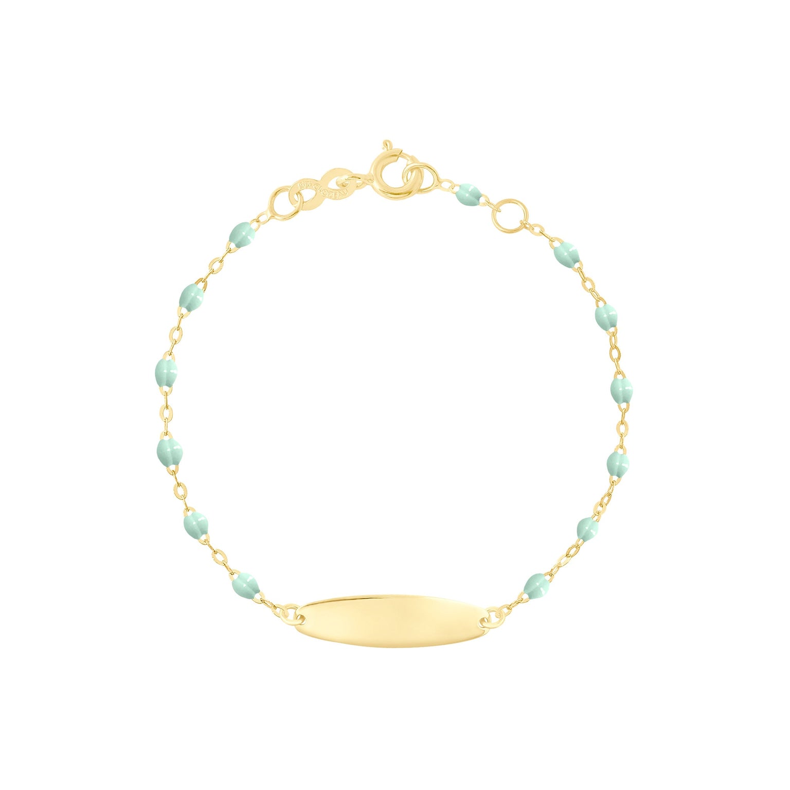 Gigi Clozeau - Bracelet jade Little Gigi, plaque ovale, or jaune, 13 cm
