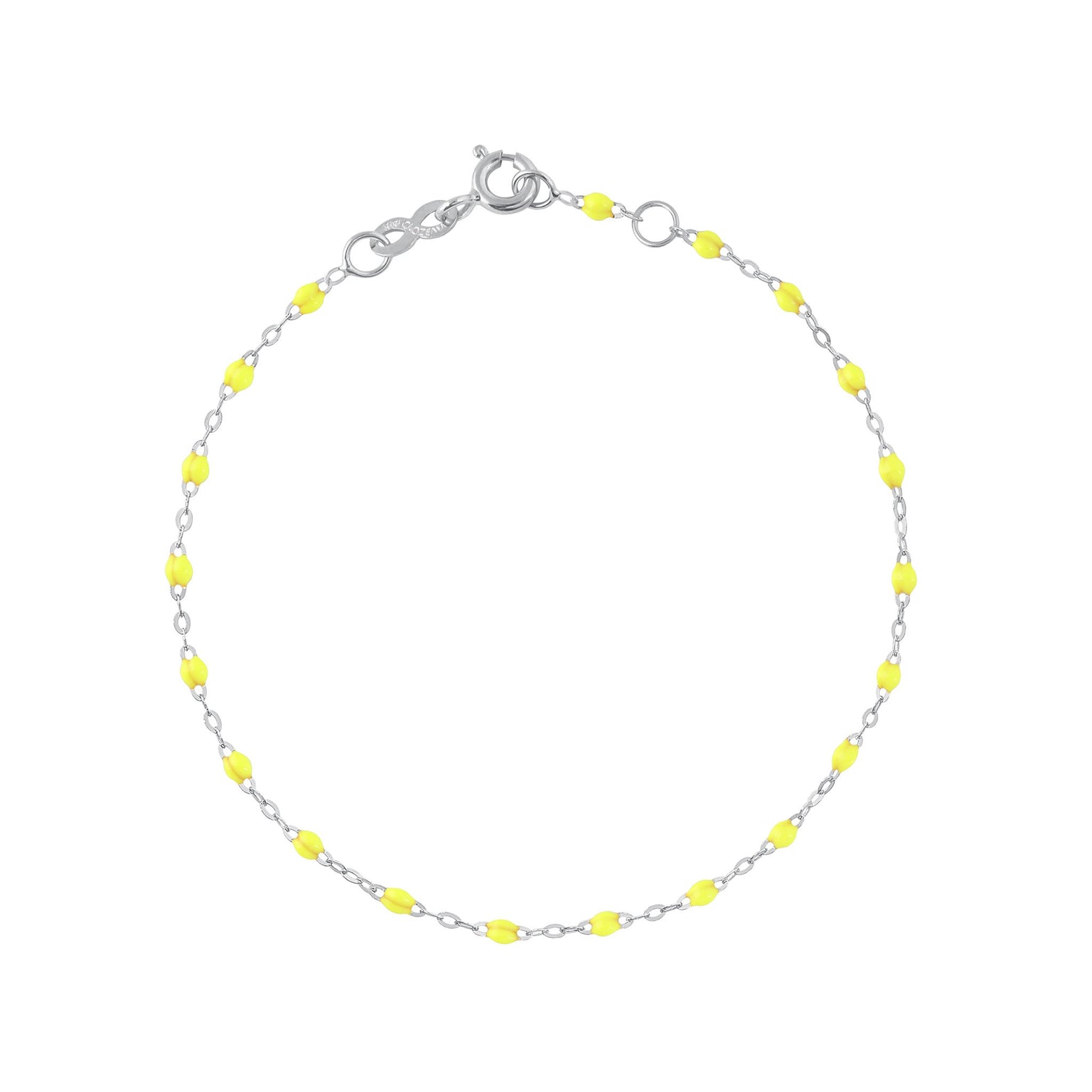 Gigi Clozeau - Bracelet jaune fluo Classique Gigi, or blanc, 17 cm