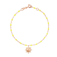 Gigi Clozeau - Bracelet jaune fluo Soleil, or rose, 17 cm
