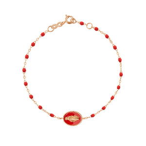 Gigi Clozeau - Bracelet Madone résine coquelicot, or rose, 17 cm