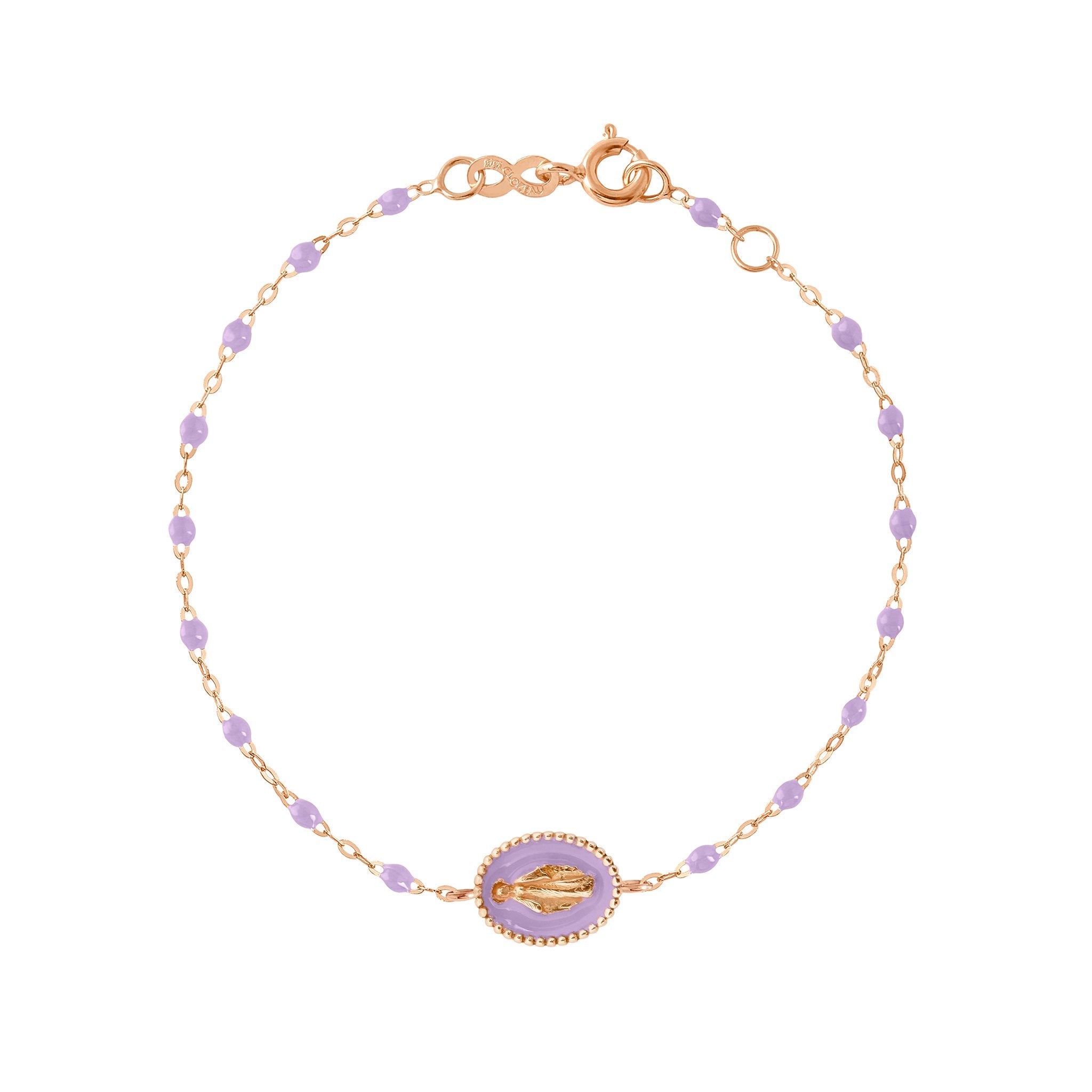 Gigi Clozeau - Bracelet Madone résine parme, or rose, 17 cm