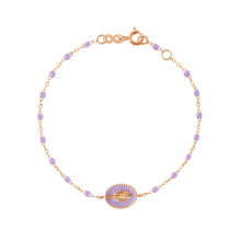 Gigi Clozeau - Bracelet Madone résine parme, or rose, 17 cm