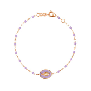 Gigi Clozeau - Bracelet Madone résine parme, or rose, 17 cm
