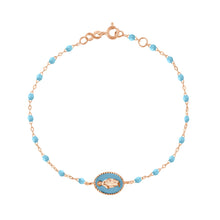 Gigi Clozeau - Bracelet Madone résine turquoise, or rose, 17 cm