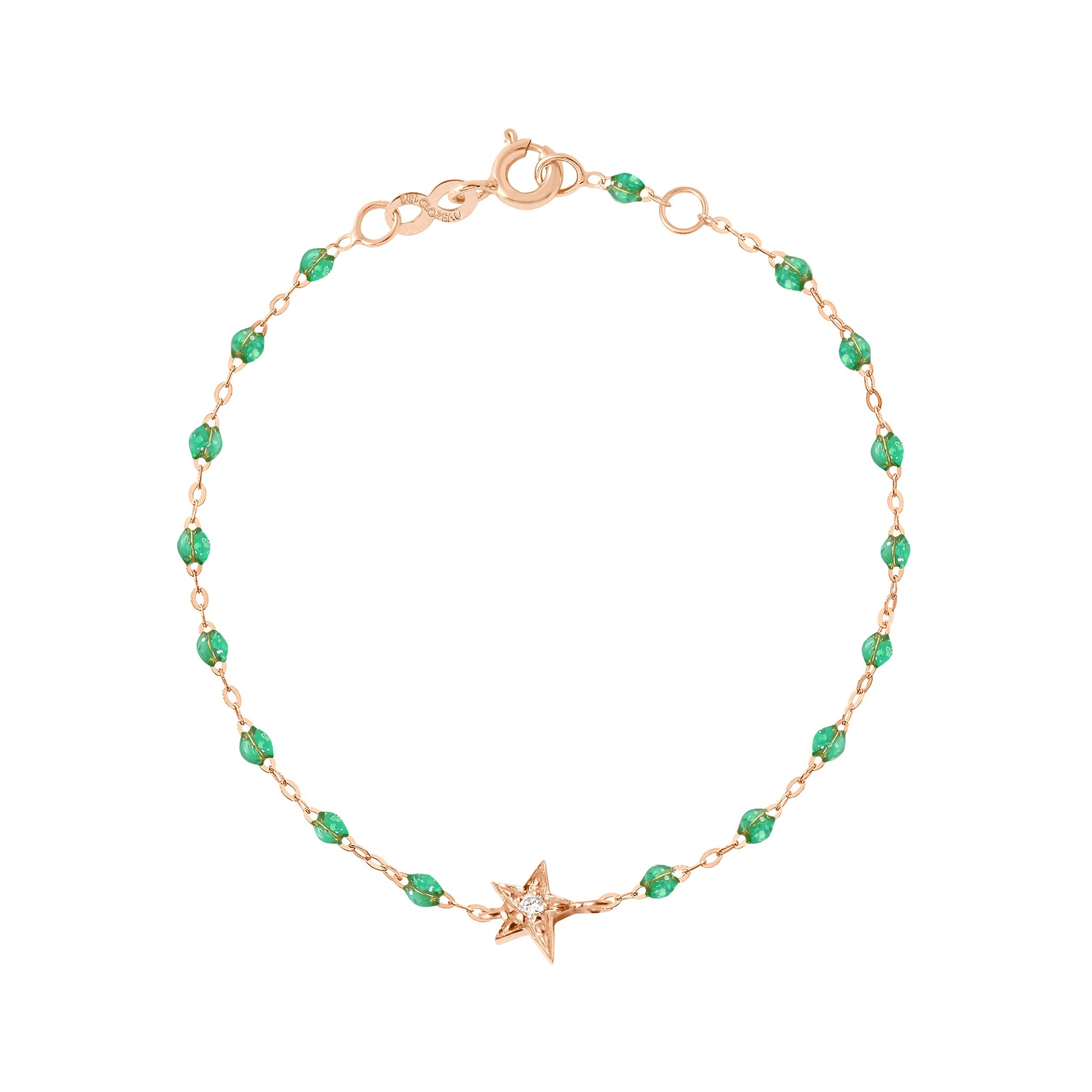 Gigi Clozeau - Bracelet menthe Etoile diamant, or rose, 17 cm