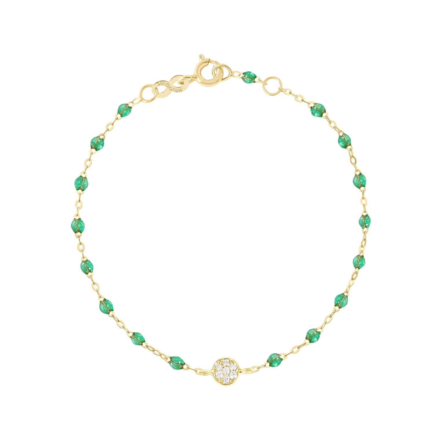Gigi Clozeau - Bracelet menthe Puce diamants, or jaune, 17 cm