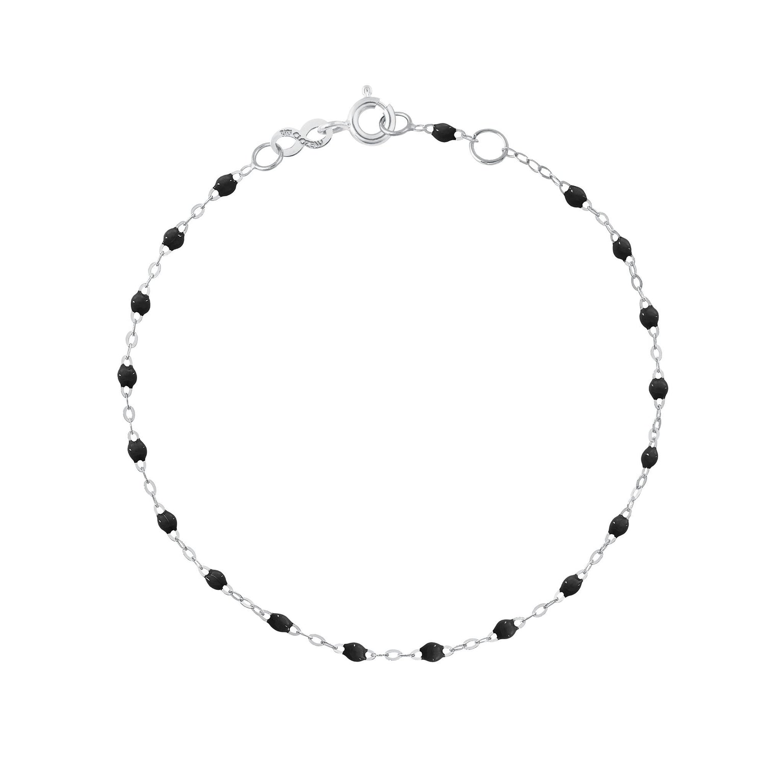 Gigi Clozeau - Bracelet noir Classique Gigi, or blanc, 15 cm
