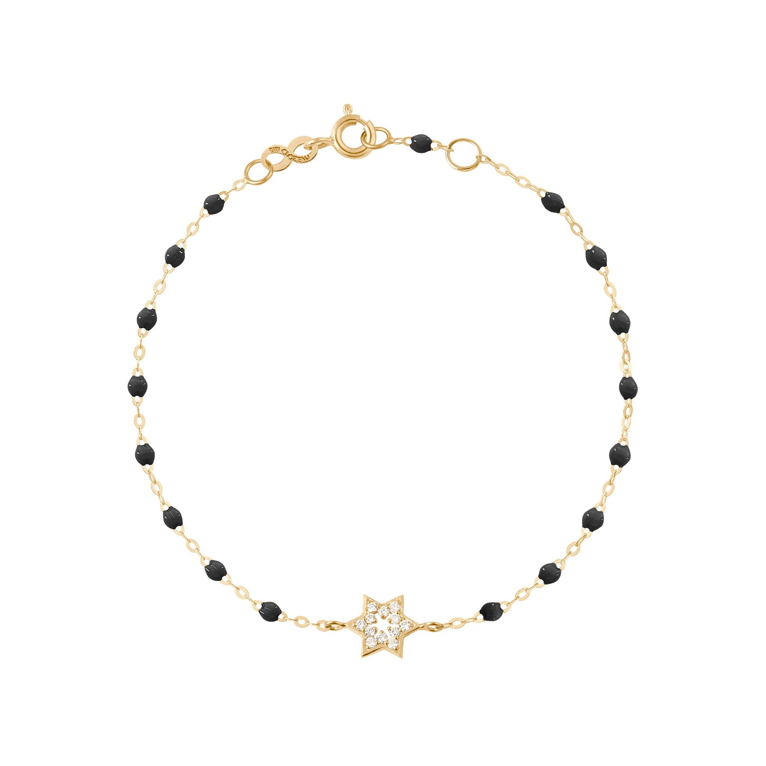 Gigi Clozeau - Bracelet noir Etoile de David diamants, or jaune, 17 cm
