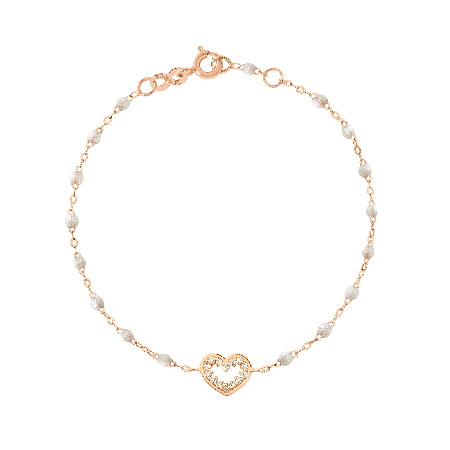 Gigi Clozeau - Bracelet opale Cœur Suprême, diamants, or rose, 17 cm