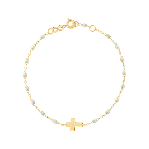 Gigi Clozeau - Bracelet opale Croix, or jaune, 17cm