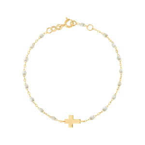 Gigi Clozeau - Bracelet opale Croix, or jaune, 17cm