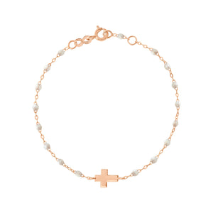 Gigi Clozeau - Bracelet opale Croix, or rose, 17cm