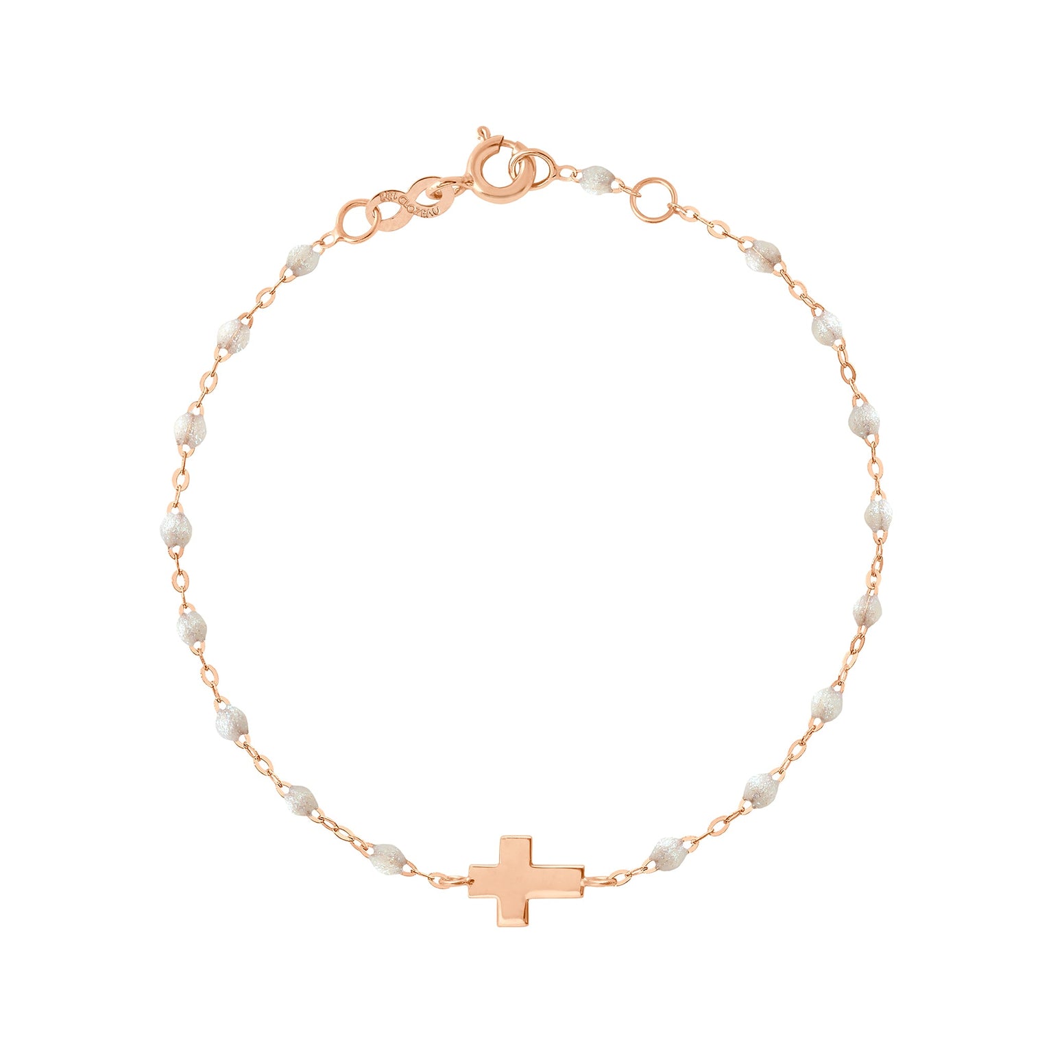 Gigi Clozeau - Bracelet opale Croix, or rose, 17cm