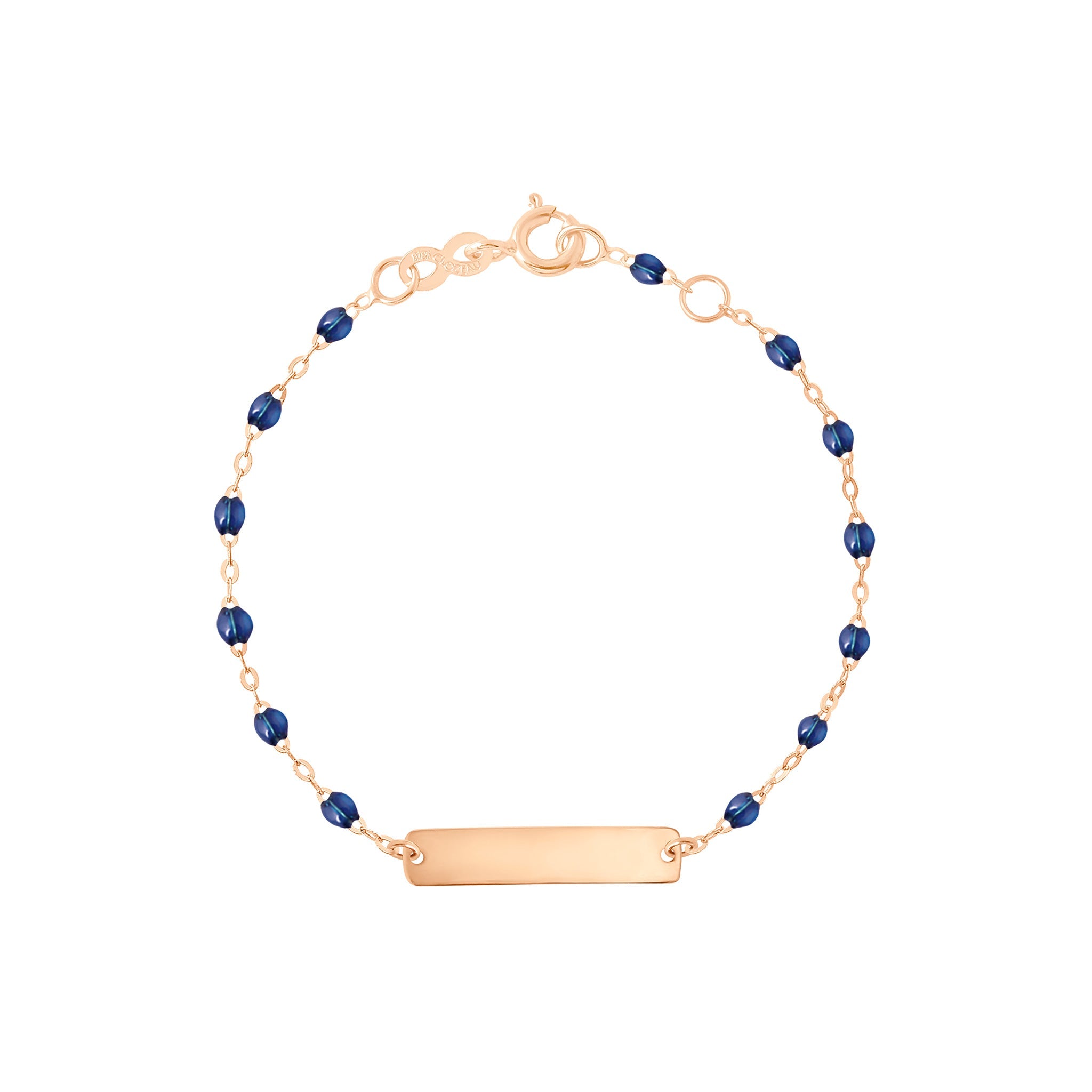 Gigi Clozeau - Bracelet prusse Little Gigi, plaque rectangle, or rose, 15 cm