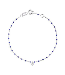 Gigi Clozeau - Bracelet prusse Mini Gigi, or blanc, 1 diamant, 17 cm