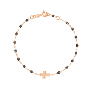 Gigi Clozeau - Bracelet quartz Croix, or rose, 17cm