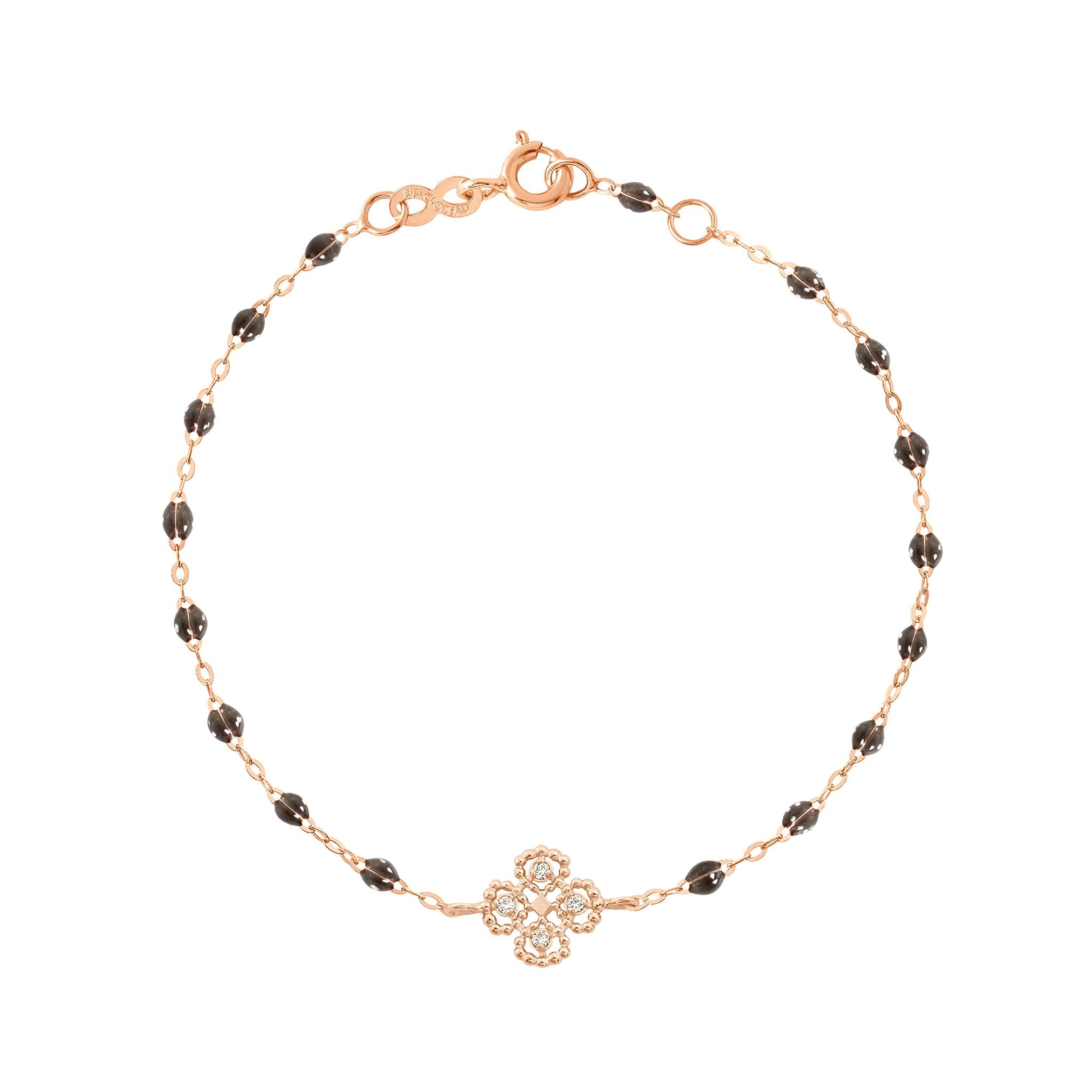 Gigi Clozeau - Bracelet quartz Lucky Trèfle, diamants, or rose, 17 cm