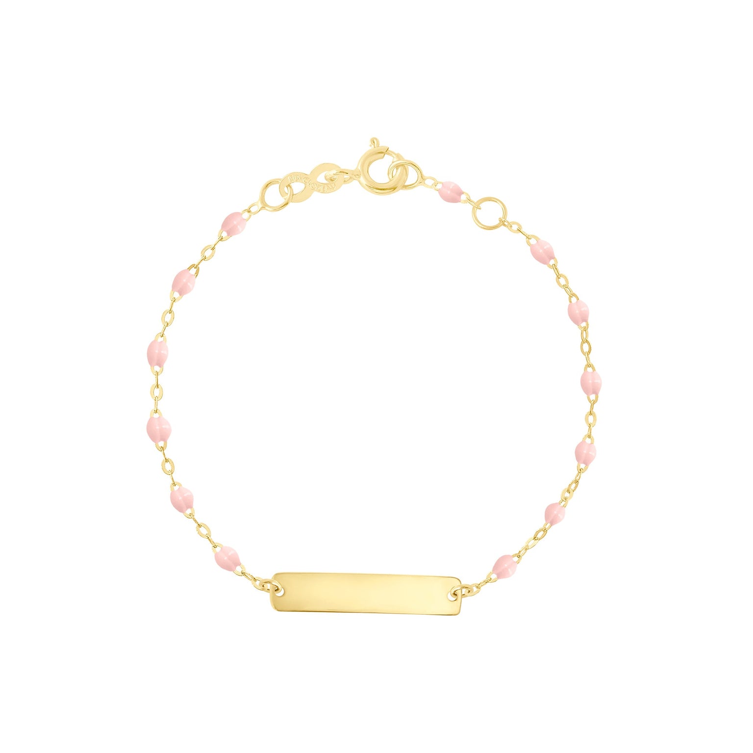 Gigi Clozeau - Bracelet rose bébé Little Gigi, plaque rectangle, or jaune, 13 cm