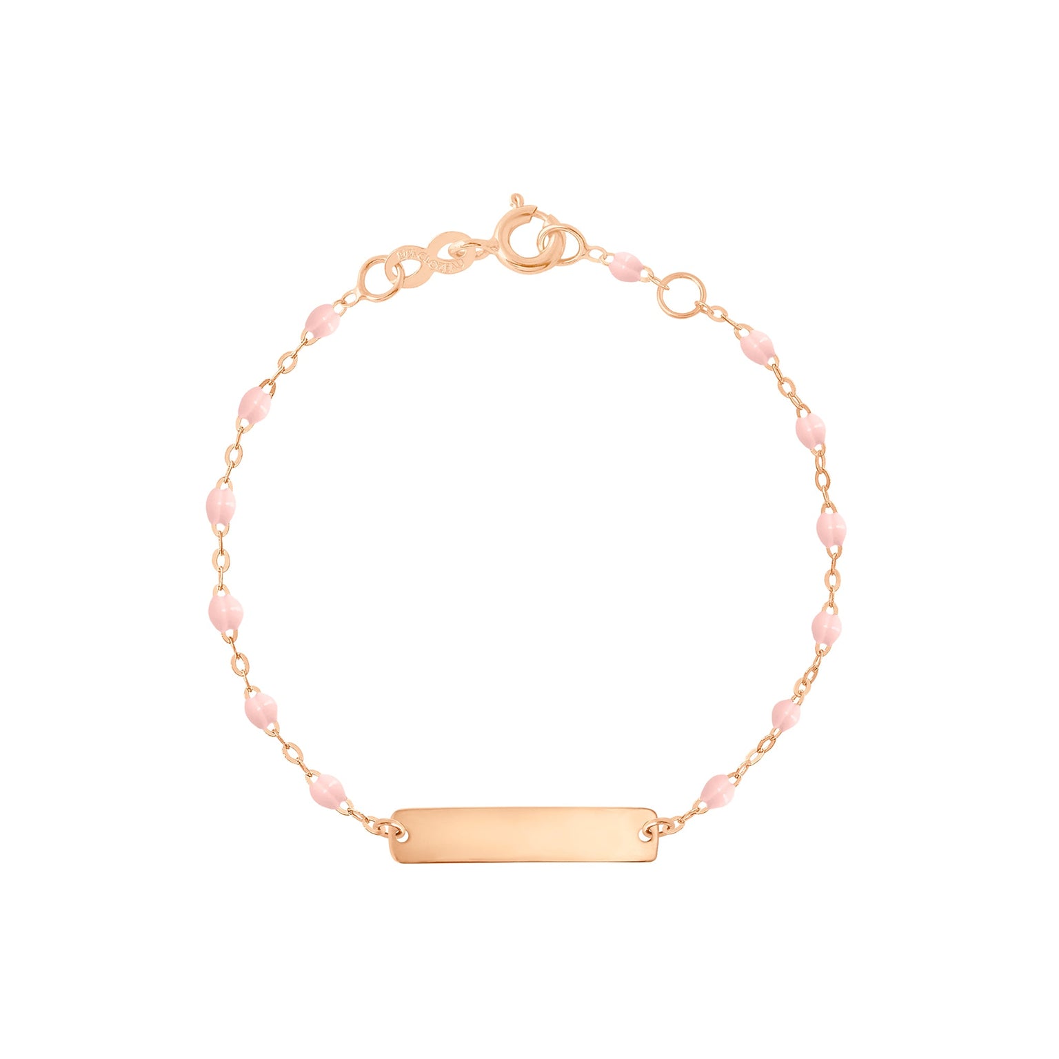 Gigi Clozeau - Bracelet rose bébé Little Gigi, plaque rectangle, or rose, 13 cm
