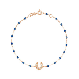 Gigi Clozeau - Bracelet saphir Fer à cheval, diamants, or rose, 17 cm