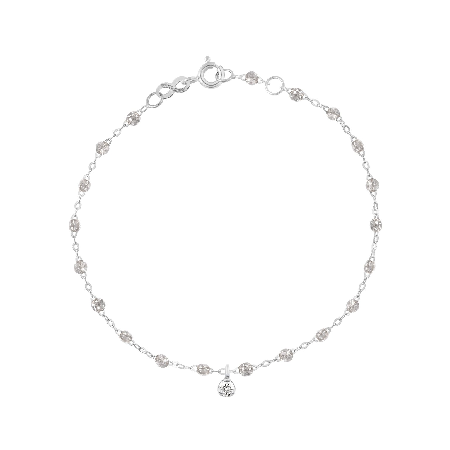 Gigi Clozeau - Bracelet sparkle Gigi Suprême, or blanc, 1 diamant, 17 cm