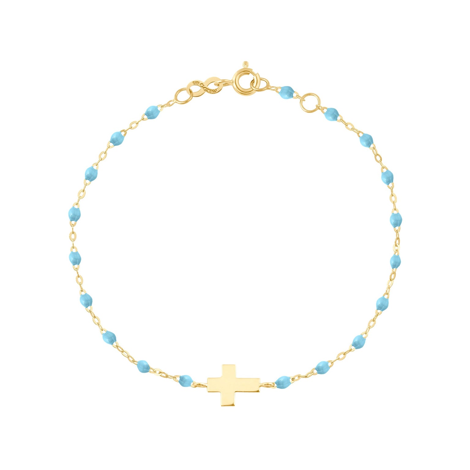 Gigi Clozeau - Bracelet turquoise Croix, or jaune, 17cm