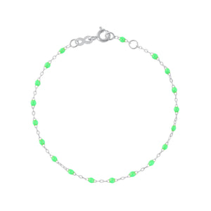 Gigi Clozeau - Bracelet vert fluo Classique Gigi, or blanc, 17 cm