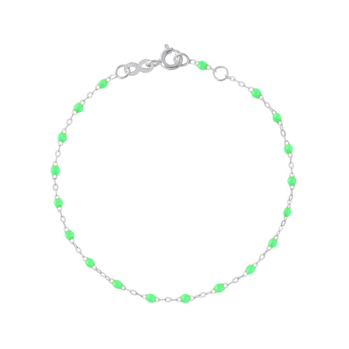 Gigi Clozeau - Bracelet vert fluo Classique Gigi, or blanc, 19 cm