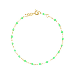 Gigi Clozeau - Bracelet vert fluo Classique Gigi, or jaune, 15 cm
