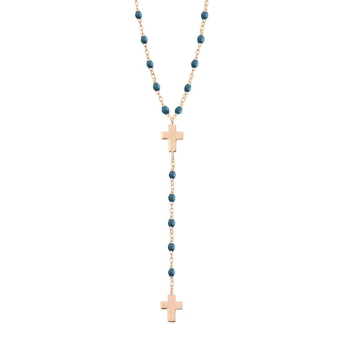 Gigi Clozeau - Chapelet céleste Croix, or rose, 42 cm