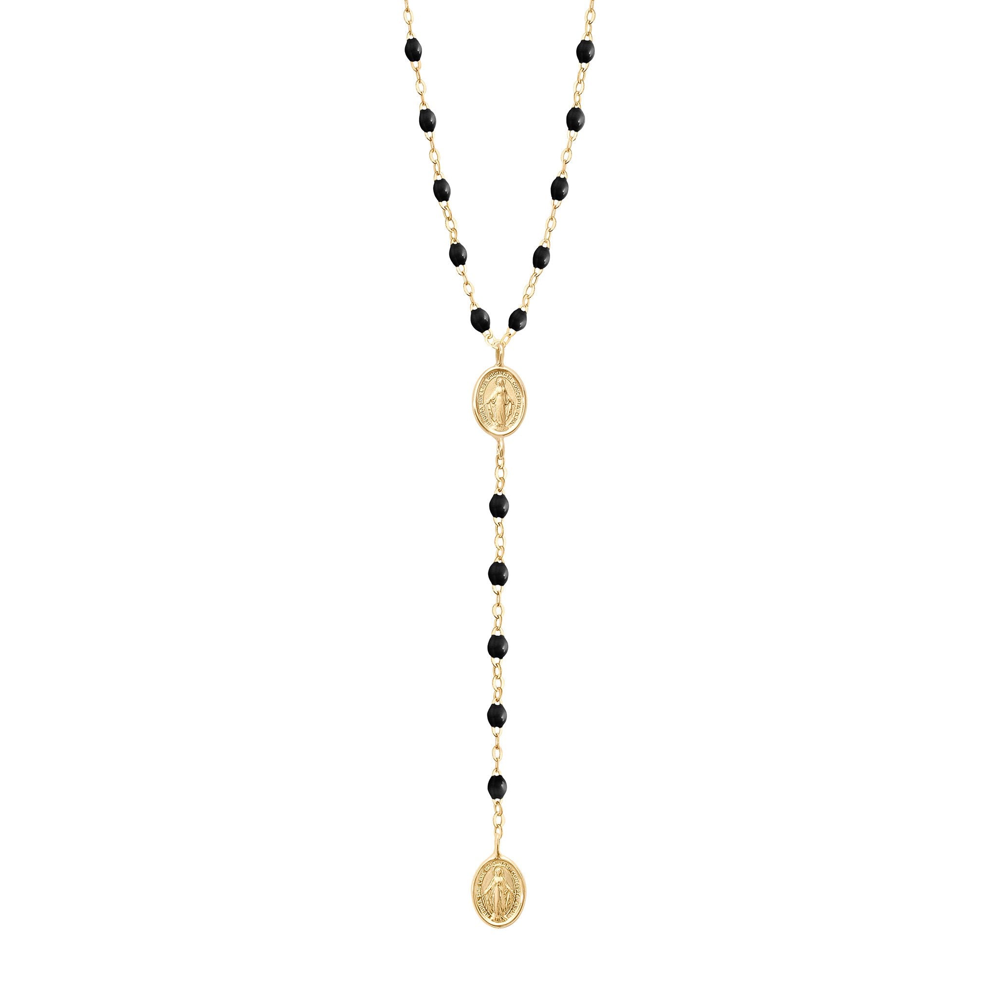 Gigi Clozeau - Chapelet Madone noir, or jaune, 42 cm