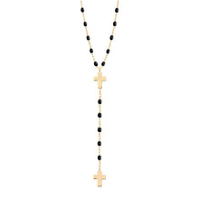 Gigi Clozeau - Chapelet noir Croix, or jaune, 42 cm