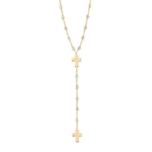 Gigi Clozeau - Chapelet sparkle Croix, or jaune, 42 cm