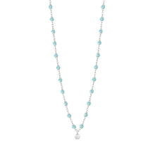 Gigi Clozeau - Collier aqua Gigi Suprême, or blanc, 1 diamant, 42 cm