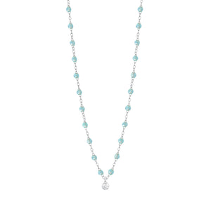 Gigi Clozeau - Collier aqua Gigi Suprême, or blanc, 1 diamant, 42 cm
