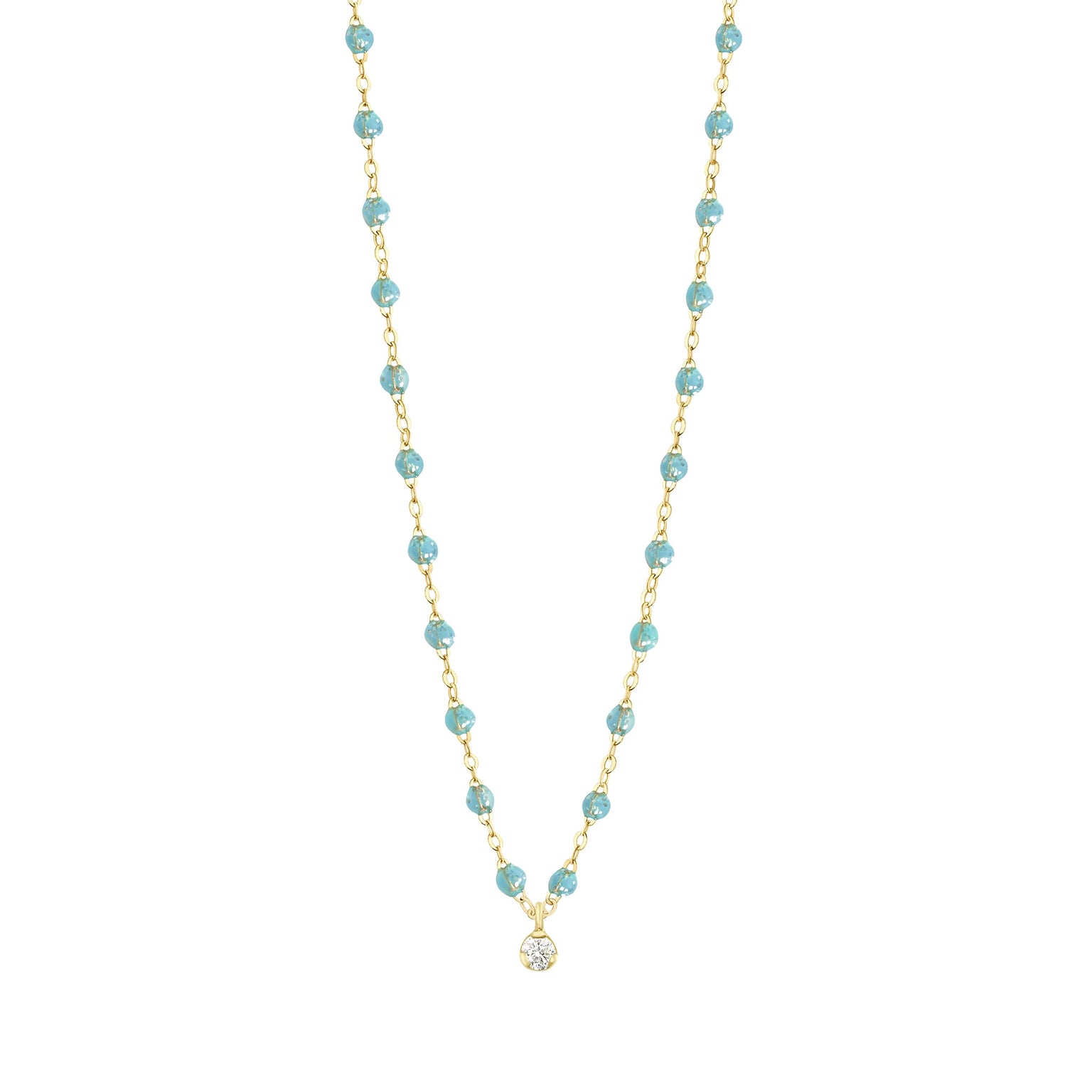 Gigi Clozeau - Collier aqua Gigi Suprême, or jaune, 1 diamant, 42 cm