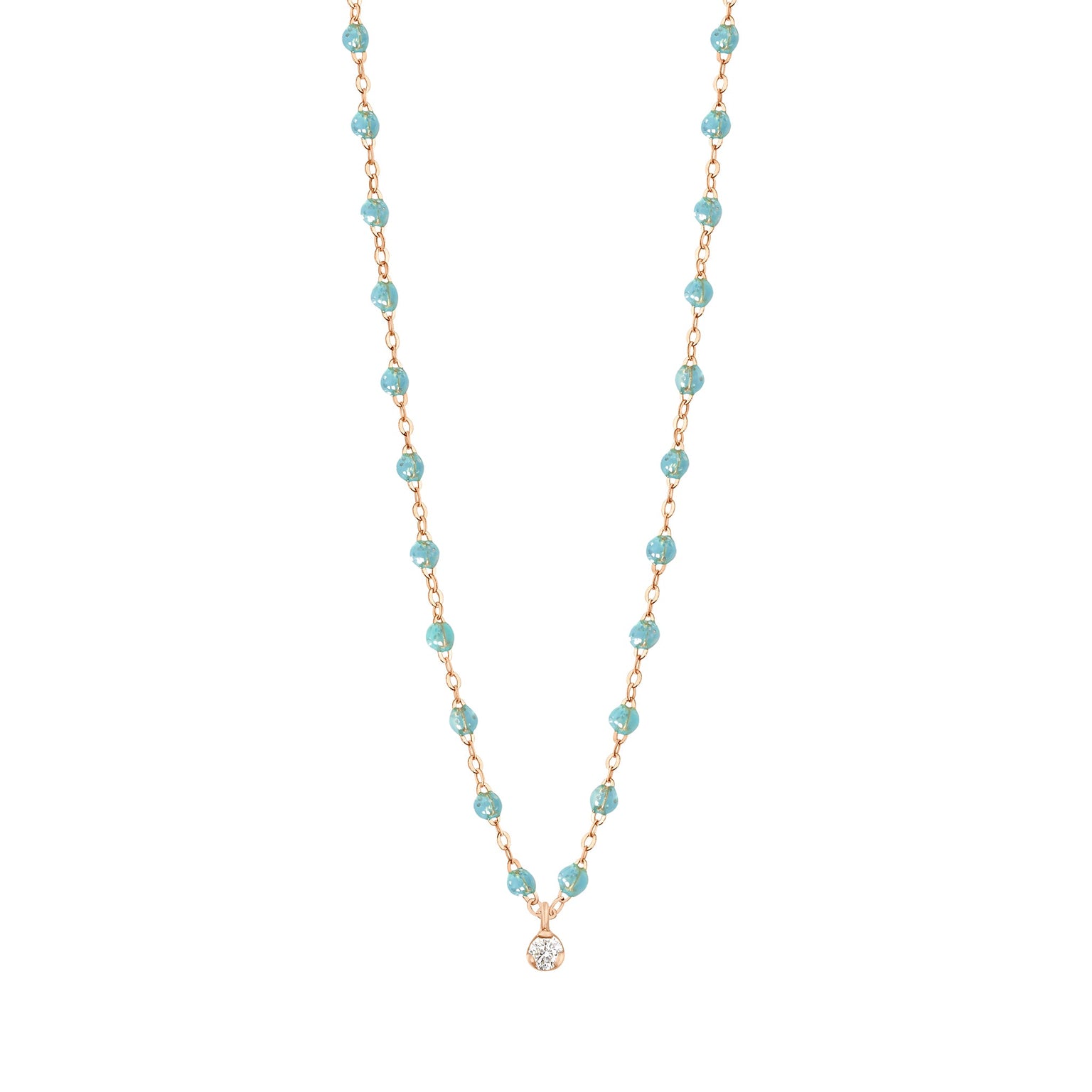 Gigi Clozeau - Collier aqua Gigi Suprême, or rose, 1 diamant, 42 cm