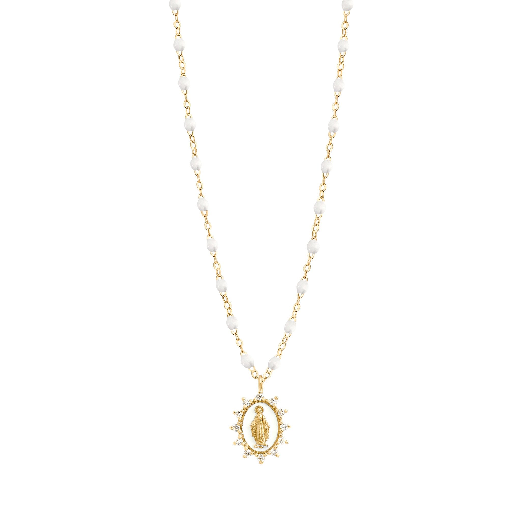 Gigi Clozeau - Collier blanc Petite Madone Suprême diamants, or jaune, 42 cm