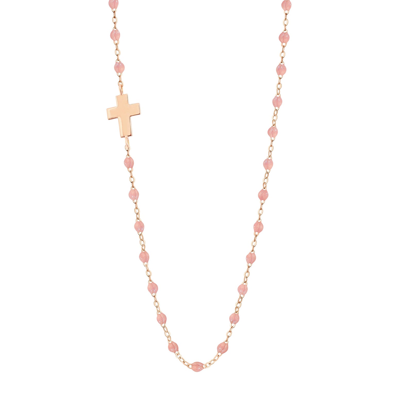Gigi Clozeau - Collier blush Croix de côté, or rose, 42 cm