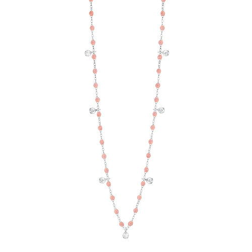 Gigi Clozeau - Collier blush Gigi Suprême, or blanc, 7 diamants, 50 cm