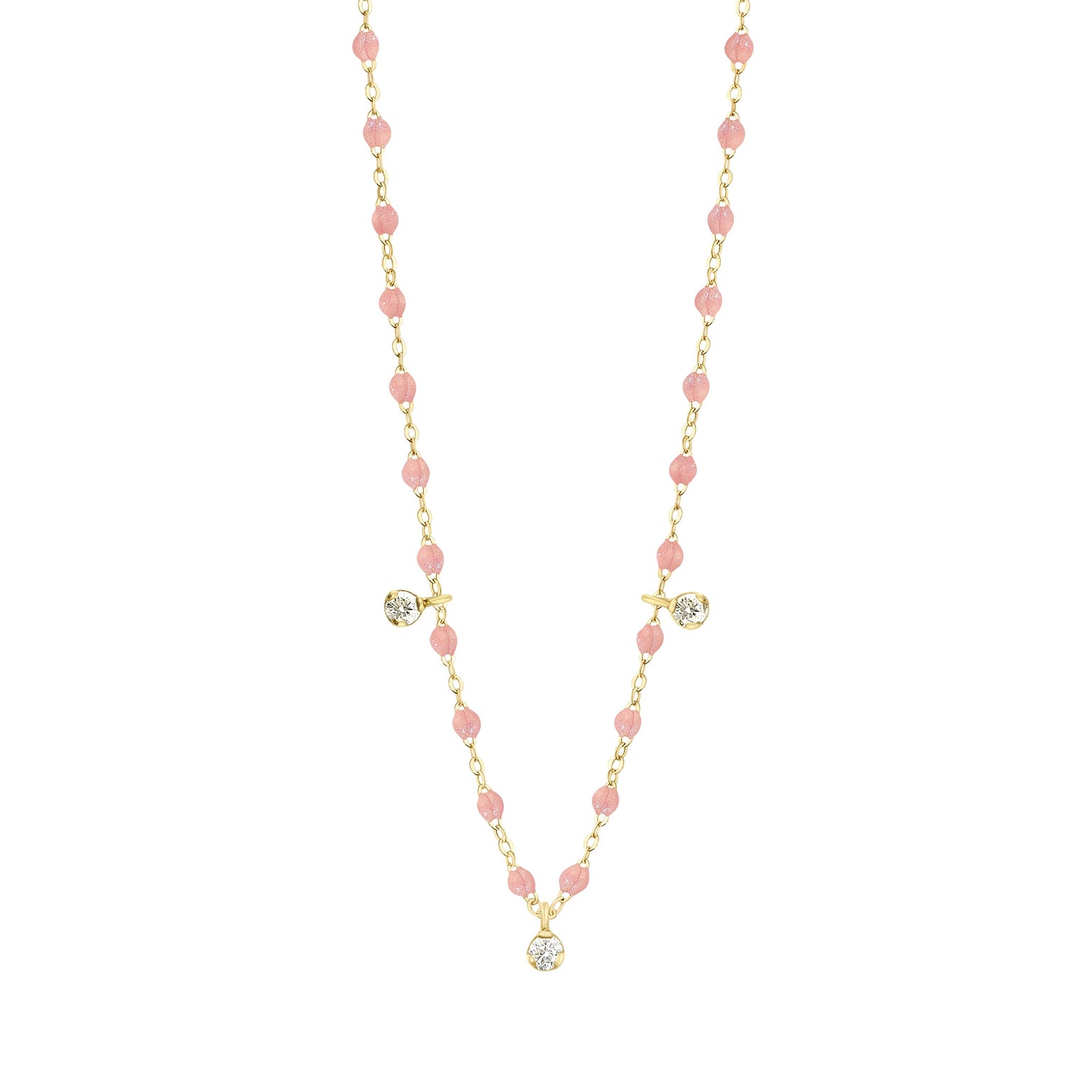 Gigi Clozeau - Collier blush Gigi Suprême, or jaune, 3 diamants, 45 cm